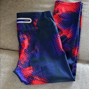 Athleta Crop Capri Red and Blue Leggings
